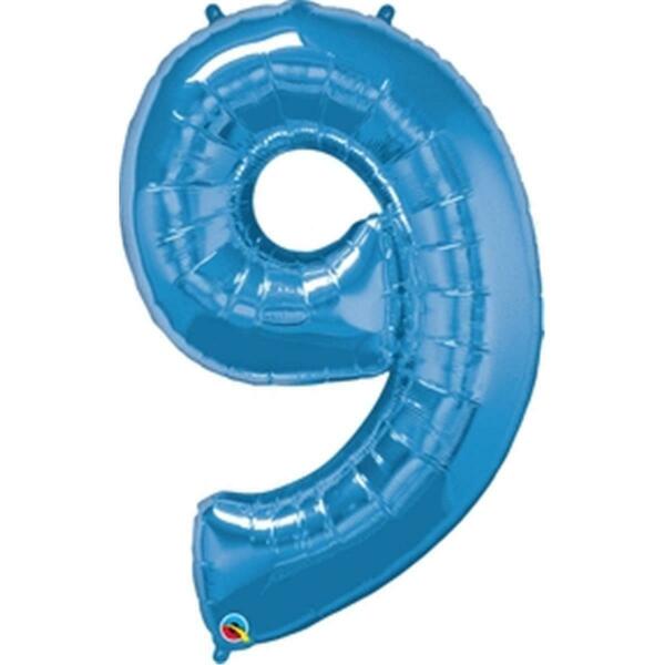 Anagram 42 in. Number 9 Blue Shape Air Fill Foil Balloon 87854